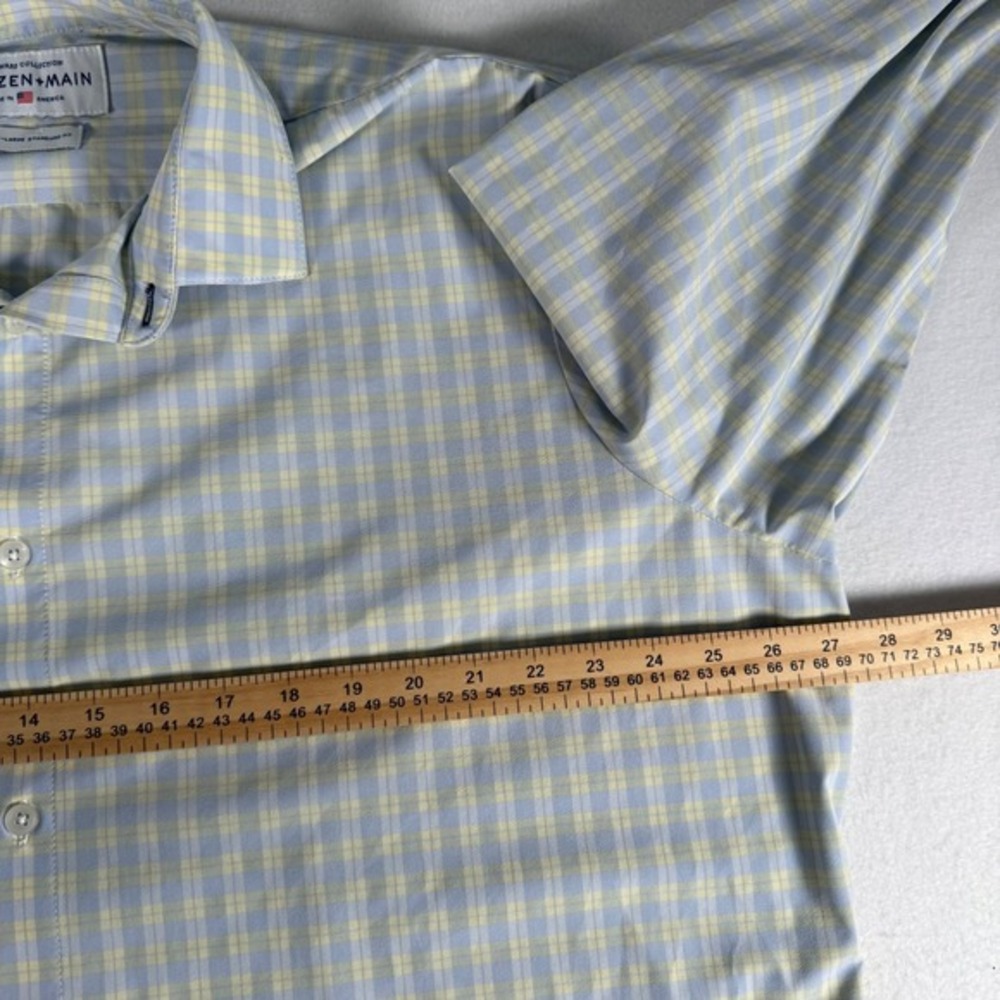 Mizzen Main Leeward Shirt Men XXL Blue Yellow Plaid Performance Stretch Golfcore - Picture 6 of 10